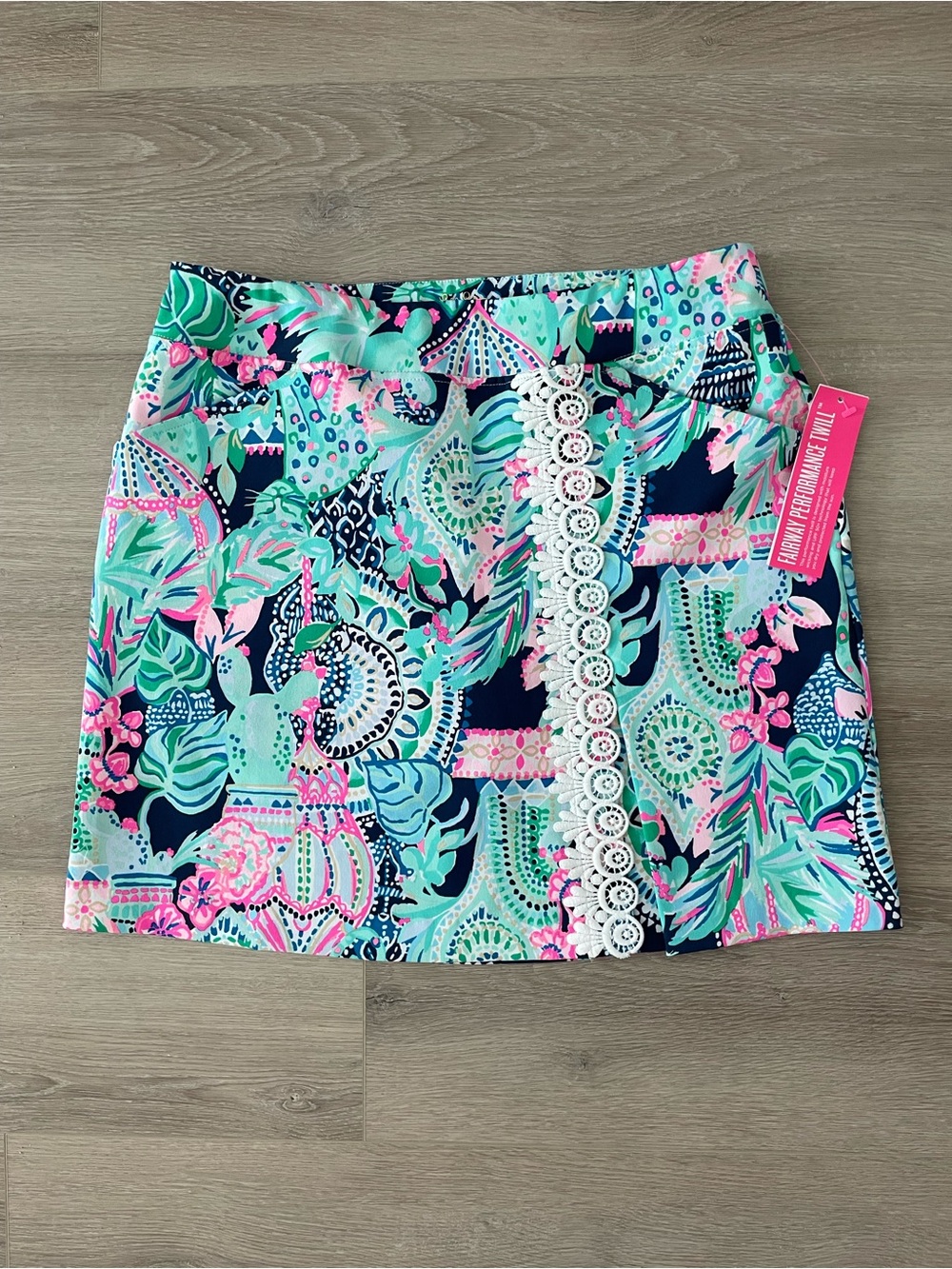 Lilly Pulitzer Navy, Mint & Pink Lace-Trim Mini Skort